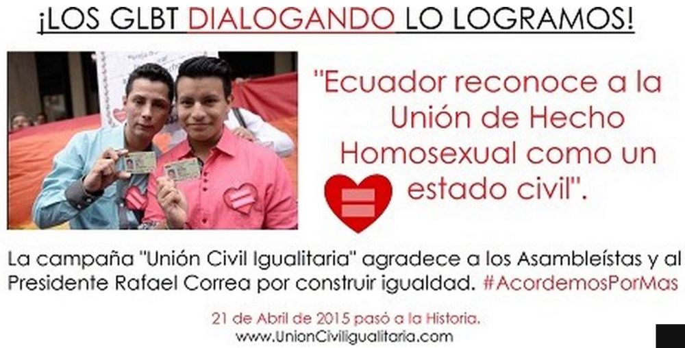Ecuador reconoce la Unión de Hecho Homosexual como un estado civil- SiluetaX